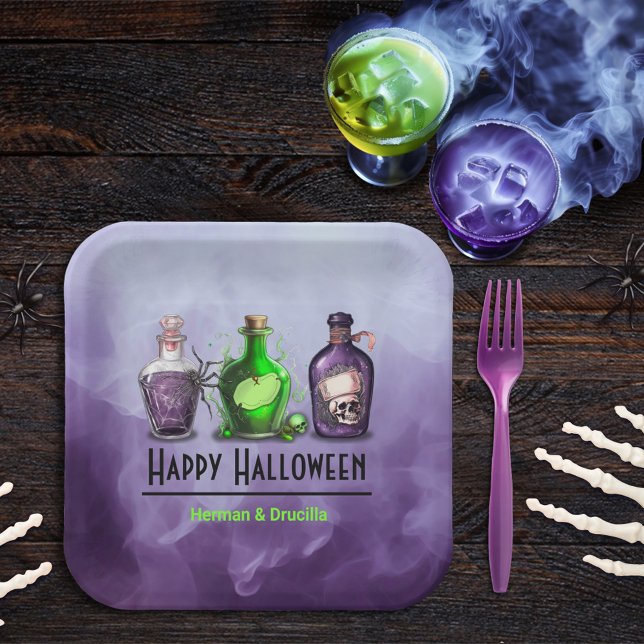 Happy Halloween Apothecary Jar Paper Plates (Creator Uploaded)