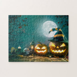 Happy Halloween Art Funny Jack O Lantern Halloween Jigsaw Puzzle