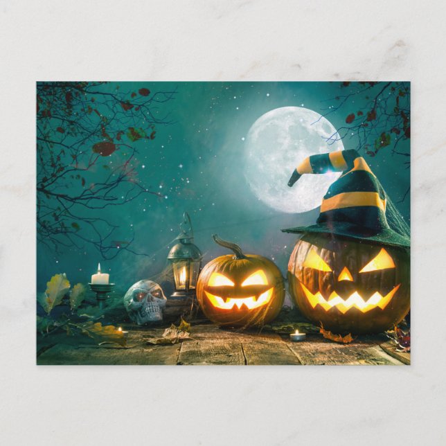 Happy Halloween Art Funny Jack O Lantern Halloween Postcard (Front)