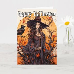 Happy Halloween   Autumn Witch Card