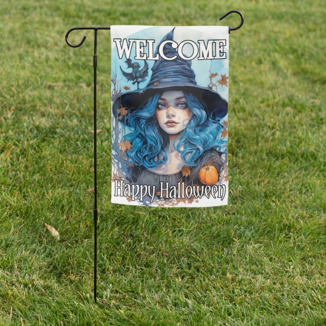 Happy Halloween | Autumn Witch Garden Flag (In SItu)