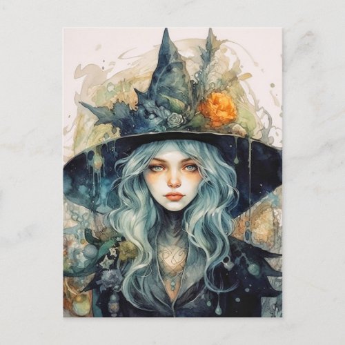 Happy Halloween  Autumn Witch Postcard