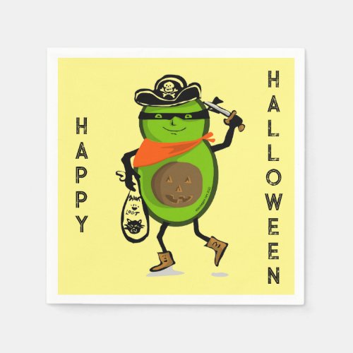 Happy Halloween Avocado Pirate Napkins
