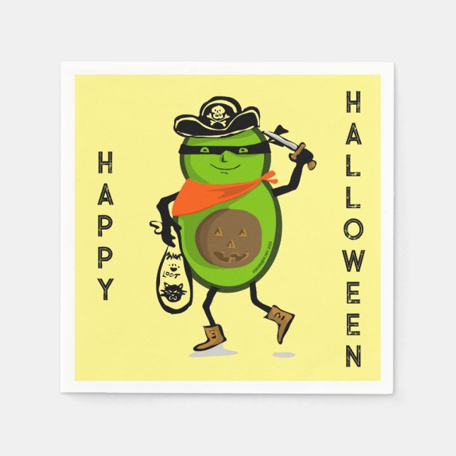 Happy Halloween Avocado Pirate Napkins (Front)