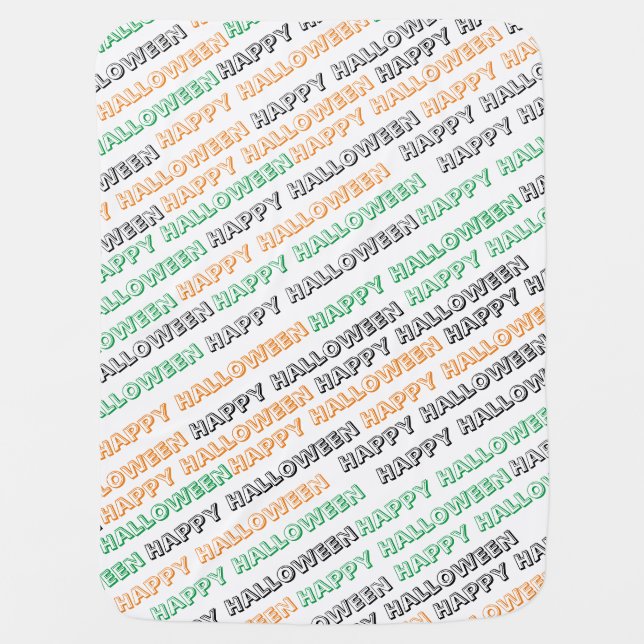 Happy Halloween Baby Blanket Black, Green, Orange (Front)