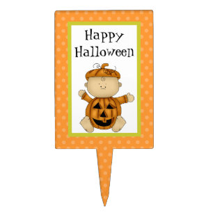 Happy Halloween Baby Pumpkin Cake Topper