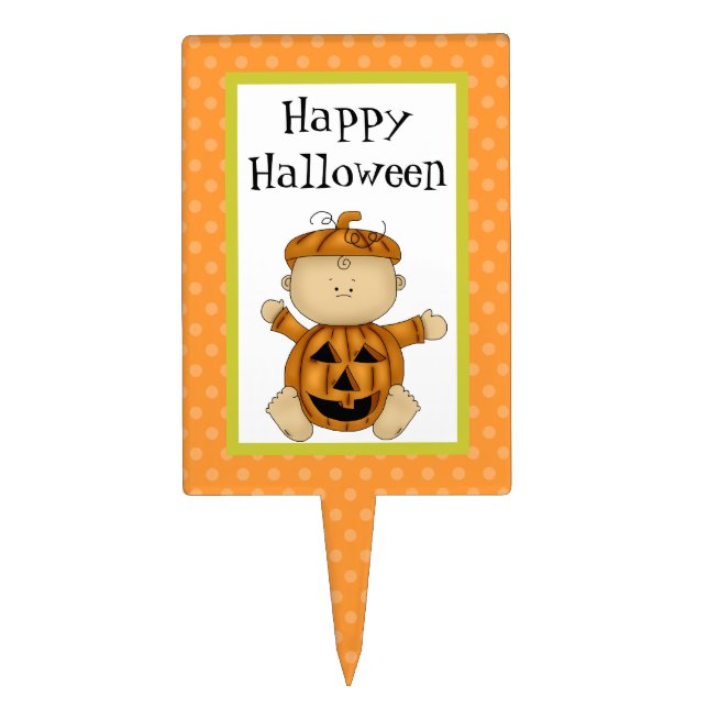 Happy Halloween Baby Pumpkin Cake Topper (Front)