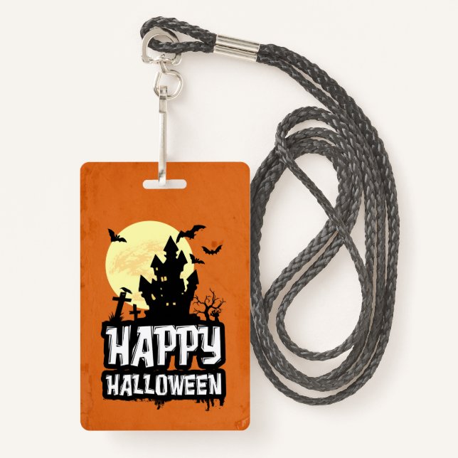 Happy Halloween Badge (Front with Lanyard)