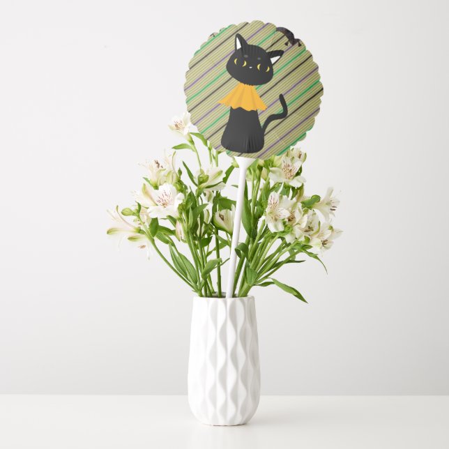 happy Halloween Balloons, Black Cat Balloon (Vase)