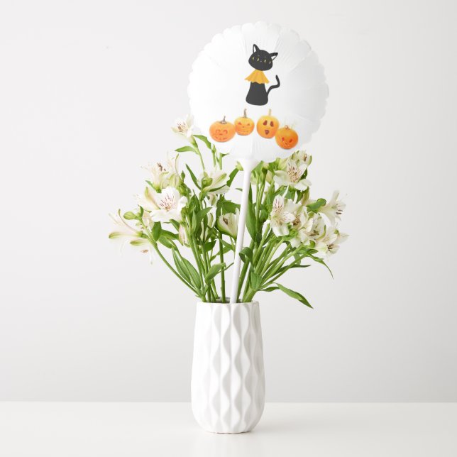 Happy Halloween Balloons, Black Cat Balloon (Vase)