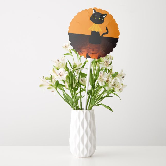 Happy Halloween Balloons, Black Cat Balloon (Vase)