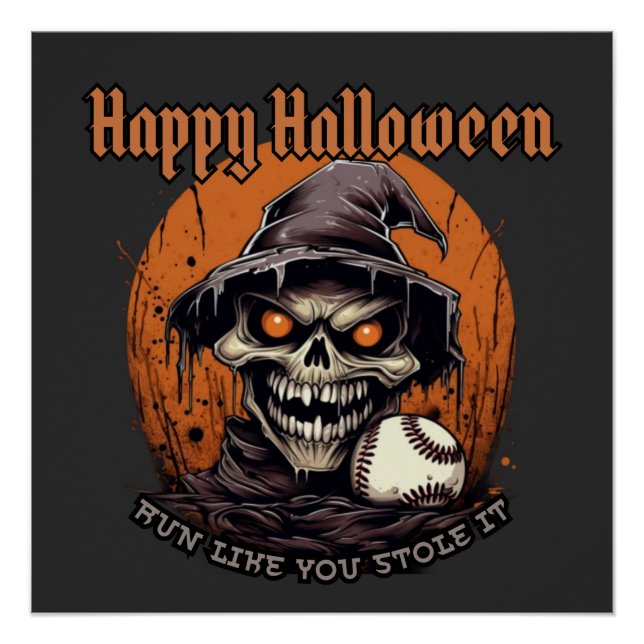 Happy Halloween,baseball player Poster (Front)