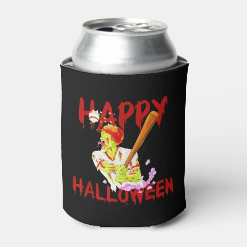 Happy Halloween Baseball Zombie Costume Gift Can Cooler