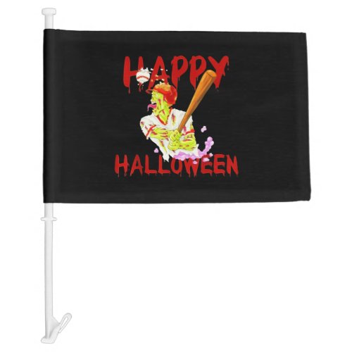 Happy Halloween Baseball Zombie Costume Gift Car Flag