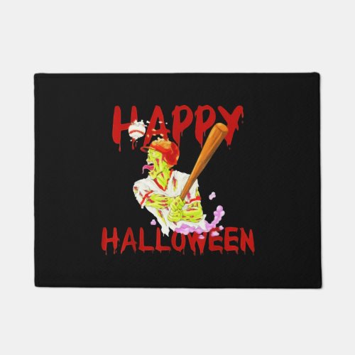 Happy Halloween Baseball Zombie Costume Gift Doormat