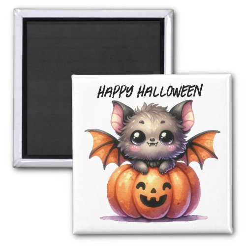 Happy Halloween Bat and Pumpkin Magnet