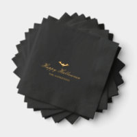 Happy Halloween Bat Calligraphy Black Gold