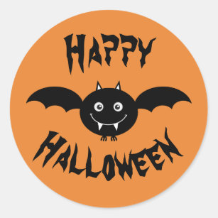 Happy Halloween Bat Classic Round Sticker