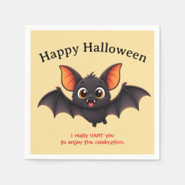 Happy Halloween Bat Custom Napkins