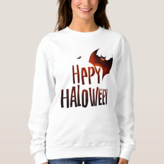 Happy Halloween Bat Design – Spooky Orange Greetin Sweatshirt