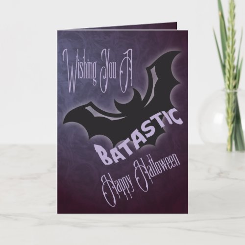 Happy Halloween Bat Personalized With Childs Name Card