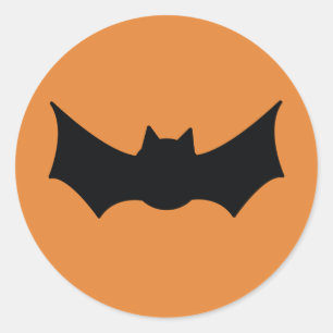 Happy Halloween. Bat. Trick or treat. Black orange Classic Round Sticker