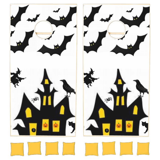 Happy Halloween Bat Witch Cornhole Set  (Set)