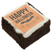 Happy Halloween Bat with Black Name Chocolate Brownie (Angled)