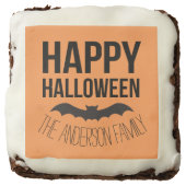 Happy Halloween Bat with Black Name Chocolate Brownie (Front)