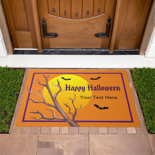 Happy Halloween Bats And The Moon Doormat (Outdoor)
