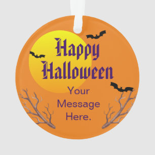 Happy Halloween Bats And The Moon Ornament