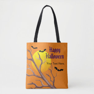 Happy Halloween Bats And The Moon Tote Bag
