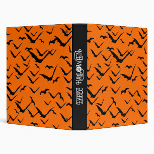 HAPPY HALLOWEEN BATS BLACK ORANGES 3 RING BINDER