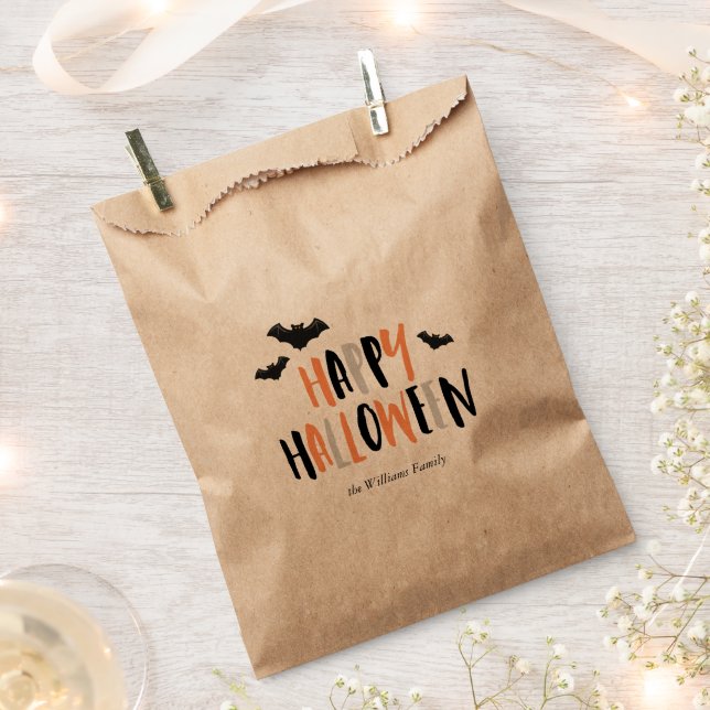 Happy Halloween Bats Favor Bag (Clipped)