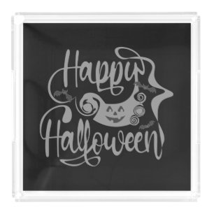 Happy Halloween bats jack o lantern Acrylic Tray