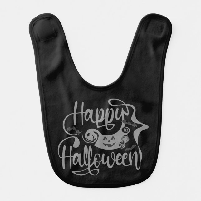 Happy Halloween bats  jack o lantern Baby Bib (Front)
