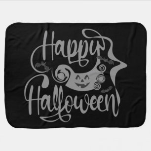 Happy Halloween bats jack o lantern Baby Blanket