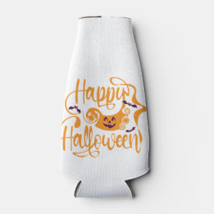 Happy Halloween bats  jack o lantern Bottle Cooler