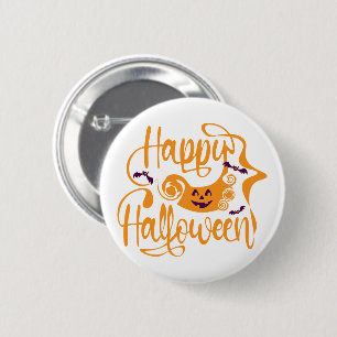 Happy Halloween bats jack o lantern Button