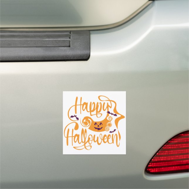 Happy Halloween bats  jack o lantern Car Magnet (In Situ)