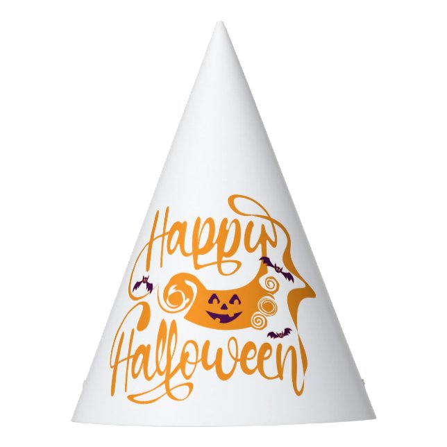 Happy Halloween bats  jack o lantern Party Hat (Front)