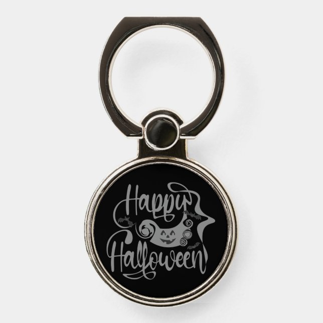 Happy Halloween bats  jack o lantern Phone Ring Stand (Front)