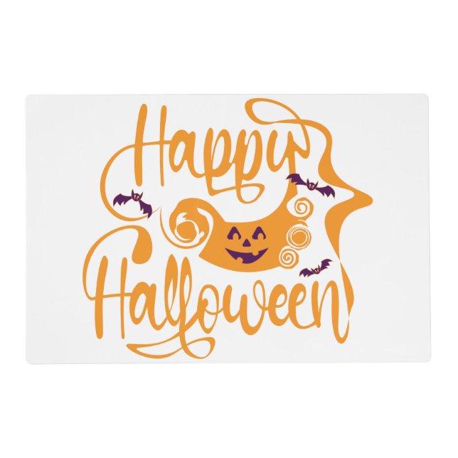 Happy Halloween bats  jack o lantern Placemat (Back)