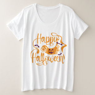 Happy Halloween bats jack o lantern Plus Size T-Shirt