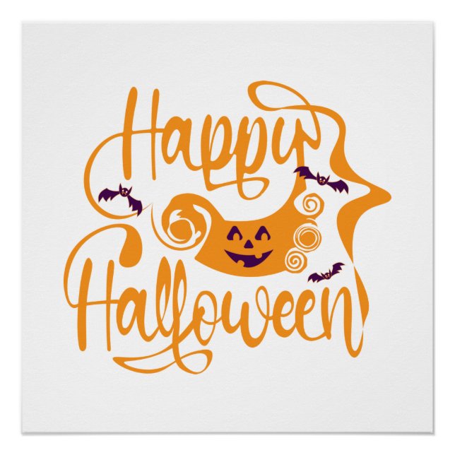 Happy Halloween bats  jack o lantern Poster (Front)