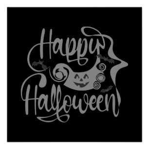 Happy Halloween bats jack o lantern Poster