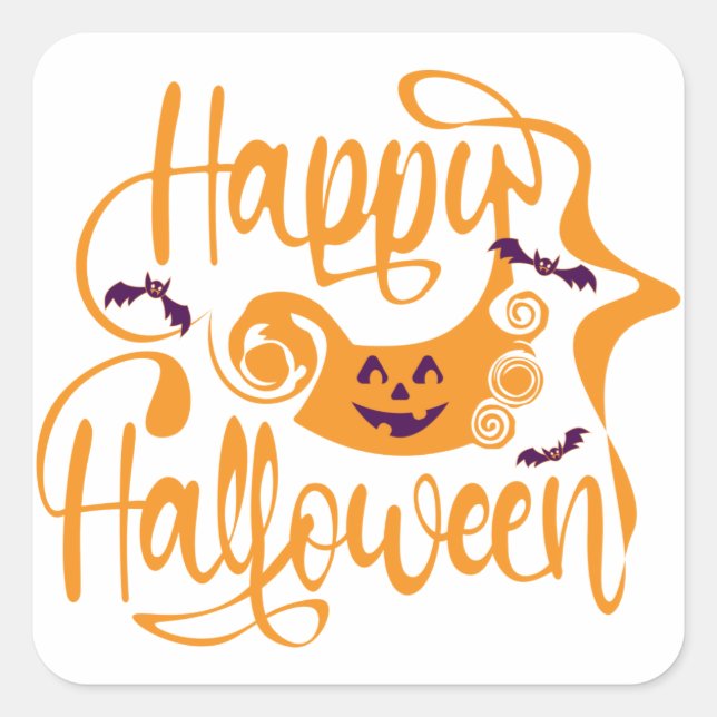 Happy Halloween bats  jack o lantern Square Sticker (Front)