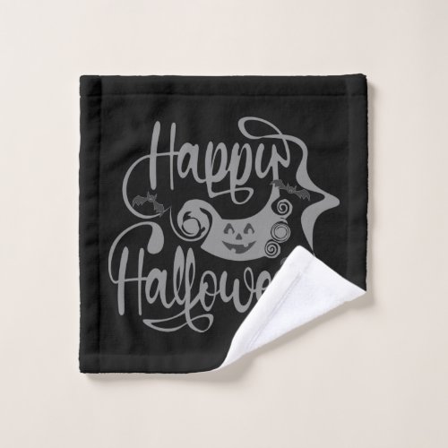 Happy Halloween bats  jack o lantern Wash Cloth