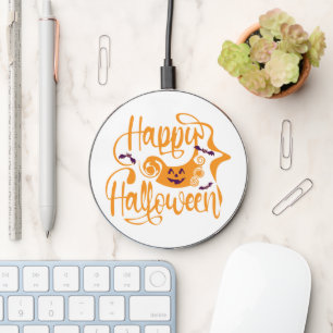 Happy Halloween bats jack o lantern Wireless Charger