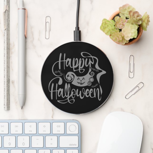 Happy Halloween bats  jack o lantern Wireless Charger (Desk)